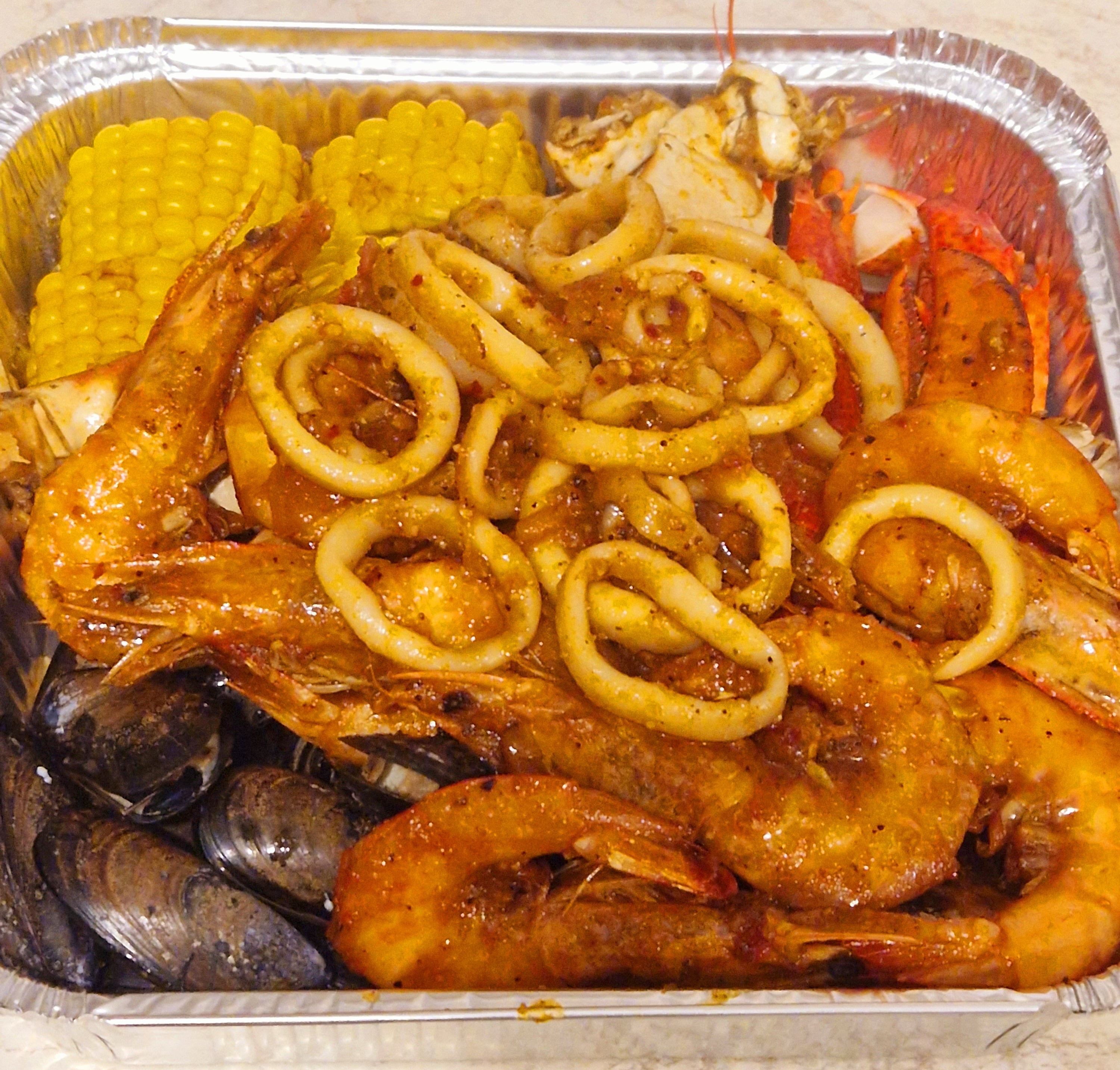 Seafood boil with Squid rings Prestige Kitchen Hulme